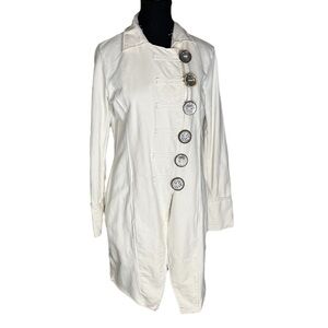NEON BUDDHA Cream Ivory Coatigan Jacket Cardigan Buttons Lightweight Medium
